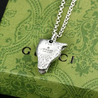Gucci Lion Head Pendant Silver-Tone Necklace