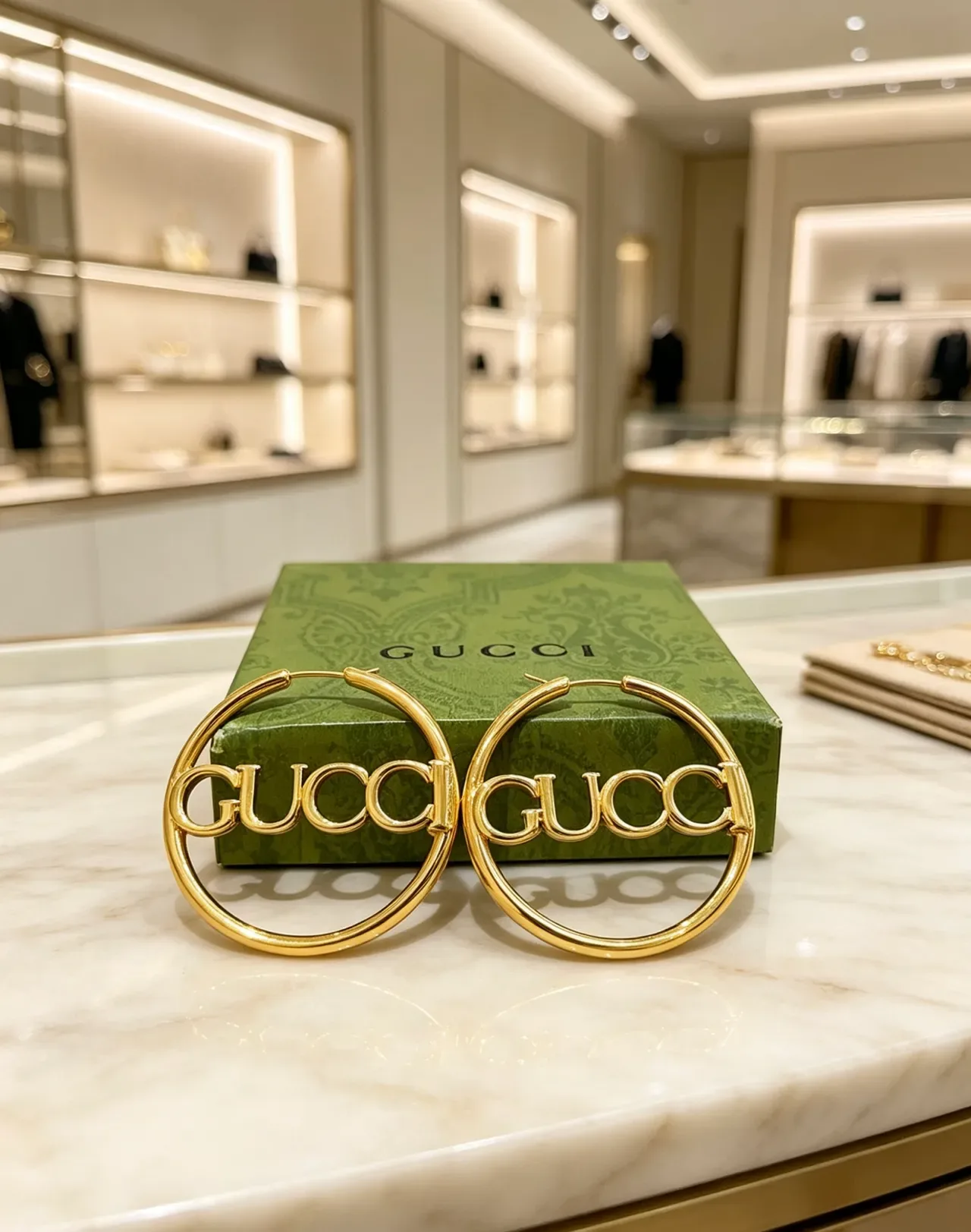 Gucci Logo Hoop Gold Hoops Polished Earrings 2