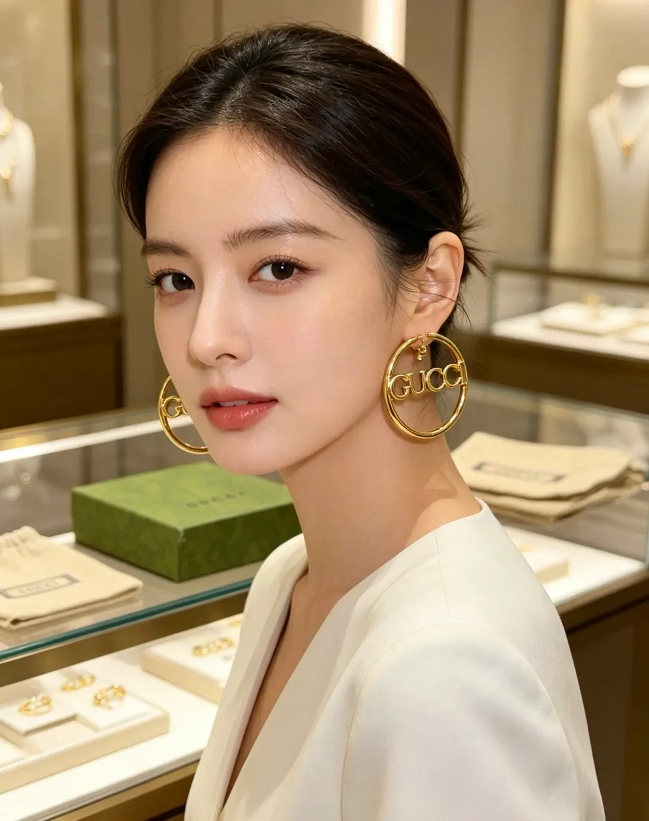 Gucci Logo Hoop Gold Hoops Polished Earrings 3