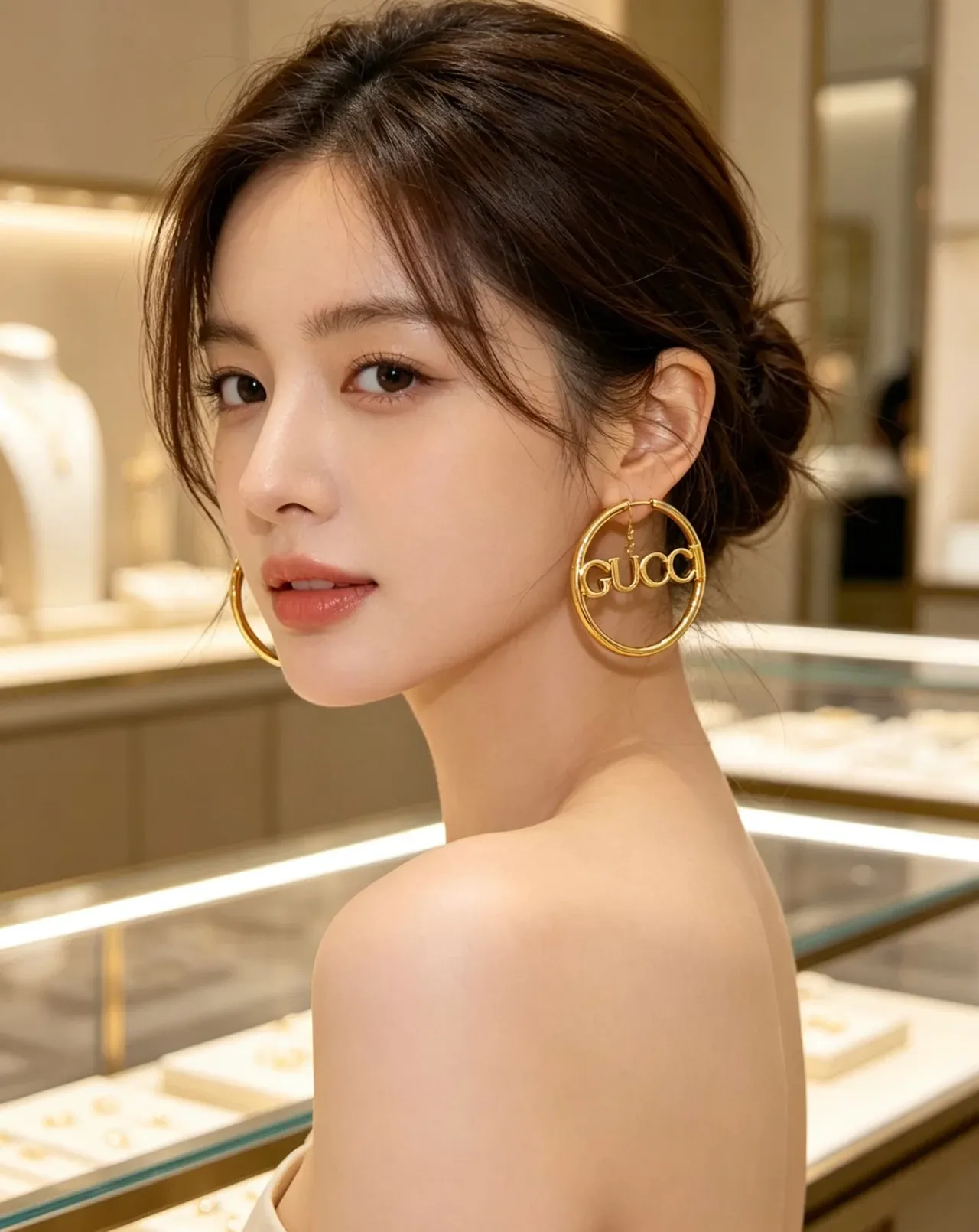 Gucci Logo Hoop Gold Hoops Polished Earrings 8