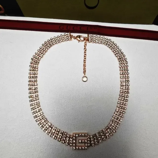 Gucci Marmont Crystal Silver Gold Interlocking G Buckle Leather Belt 2