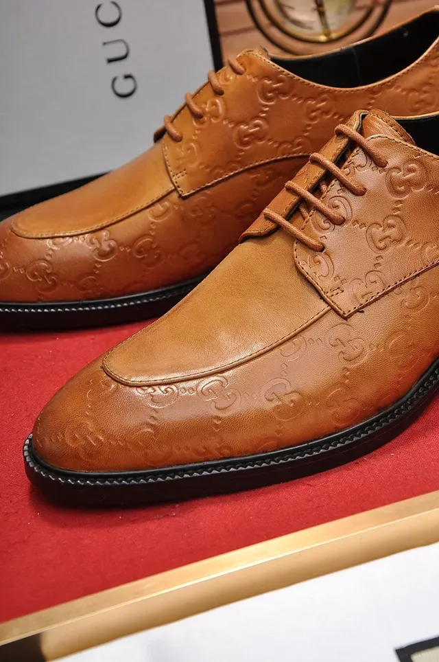 Gucci Monogram-Embossed Tan Cap-Toe Oxford Shoes 2