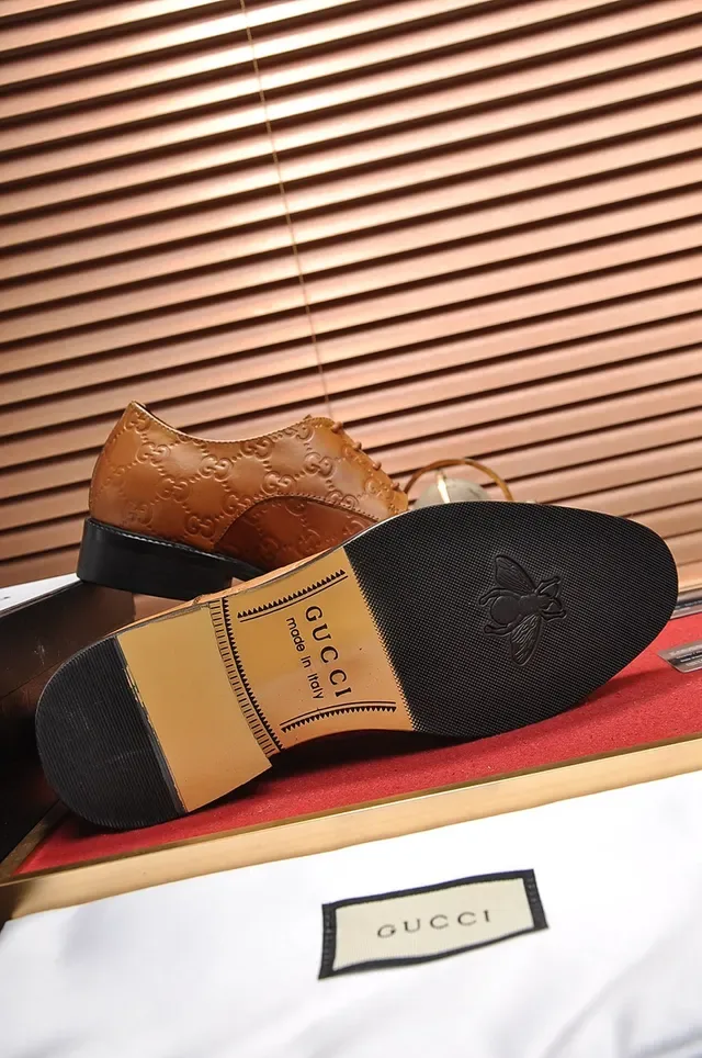 Gucci Monogram-Embossed Tan Cap-Toe Oxford Shoes 3