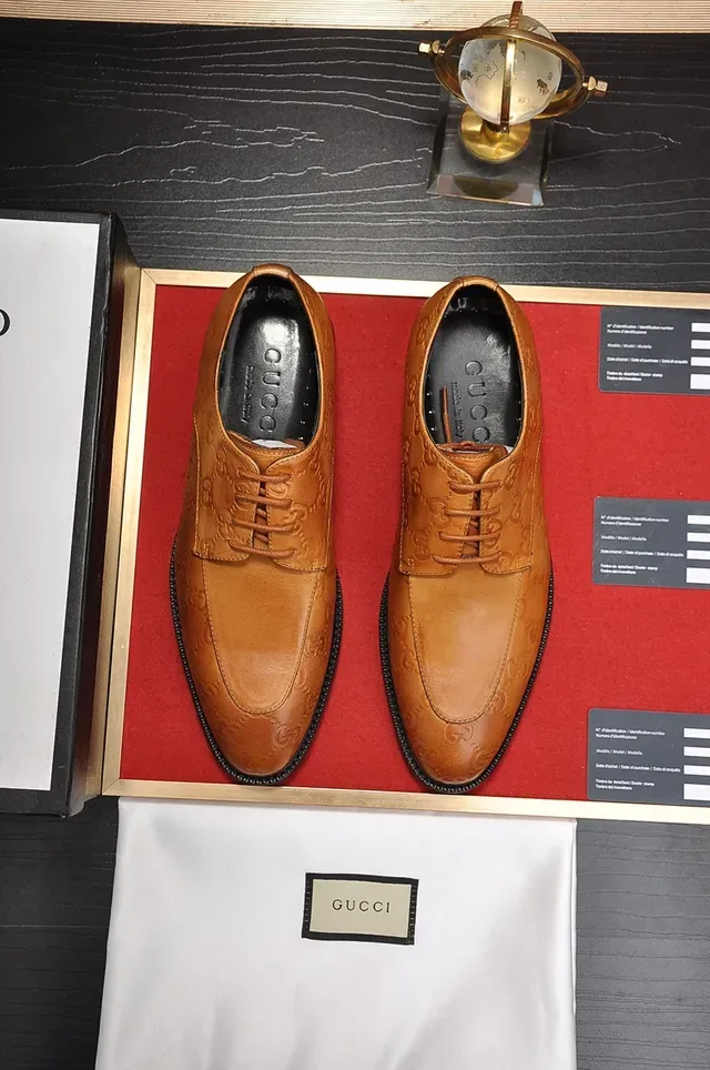 Gucci Monogram-Embossed Tan Cap-Toe Oxford Shoes 5