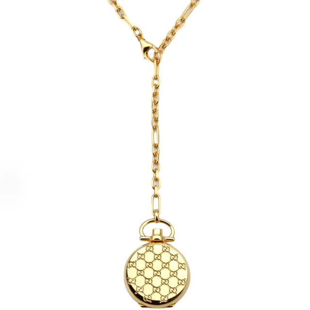 Gucci GG Monograma Colar Pendente de Relógio de Bolso Dourado 9