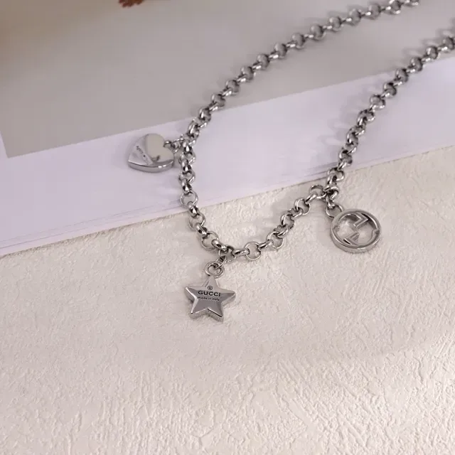 Gucci Multi-Charm Silver Curb Chain Necklace 6