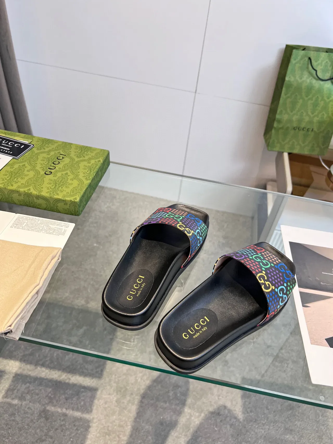 Gucci Multicolor GG Star Print Flat Slide Slippers 5