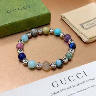 Gucci Multicolor Silver Beaded Gemstone Bracelet