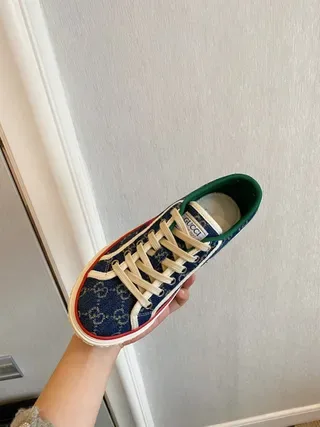 Gucci Navy Green GG Monogram Canvas Low-Top Lace-Up Lifestyle Sneakers 3
