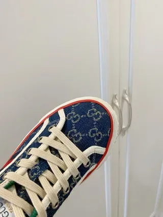 Gucci Navy Green GG Monogram Canvas Low-Top Lace-Up Lifestyle Sneakers 5