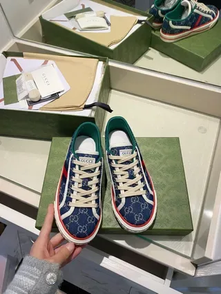 Gucci Navy Green GG Monogram Canvas Low-Top Lace-Up Lifestyle Sneakers 8