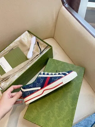 Gucci Navy Green GG Monogram Canvas Low-Top Lace-Up Lifestyle Sneakers 9