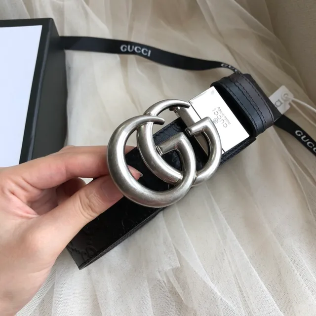 Gucci Ophidia Black Embossed GG Leather Belt 2
