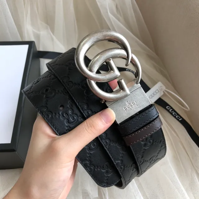 Gucci Ophidia Black Embossed GG Leather Belt 3