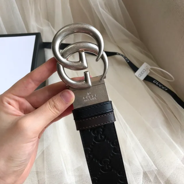 Gucci Ophidia Black Embossed GG Leather Belt 4