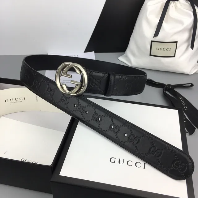 Gucci Ophidia Black Embossed GG Leather Belt 2