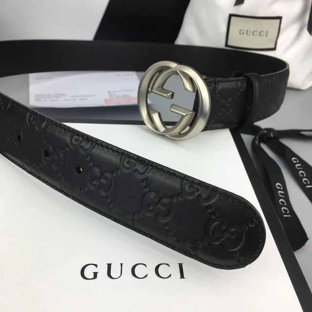 Gucci Ophidia Black Embossed GG Leather Belt 3