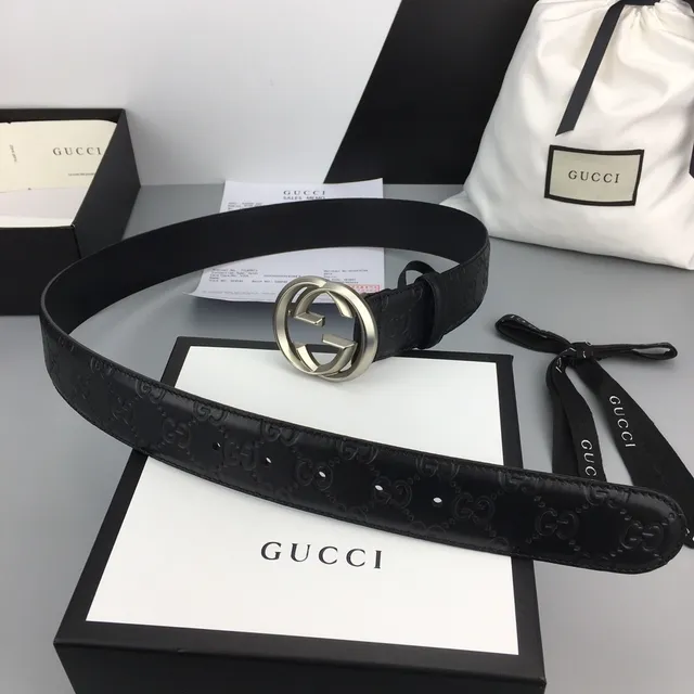 Gucci Ophidia Black Embossed GG Leather Belt 4