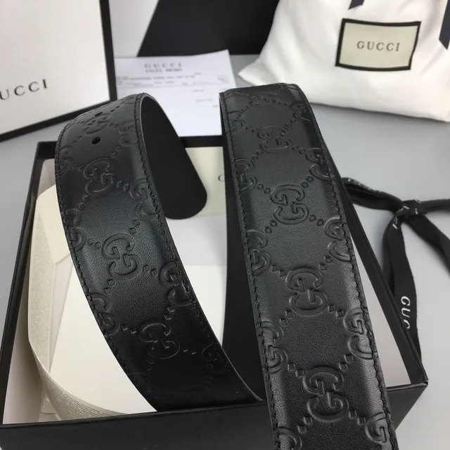 Gucci Ophidia Black Embossed GG Leather Belt 7