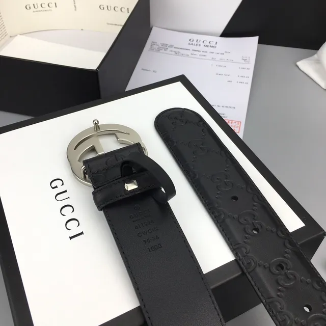 Gucci Ophidia Black Embossed GG Leather Belt 8