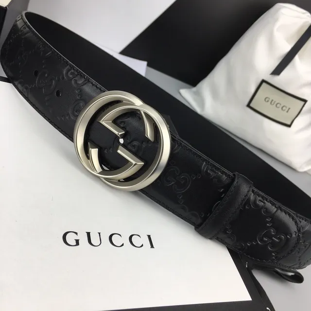 Gucci Ophidia Black Embossed GG Leather Belt 9