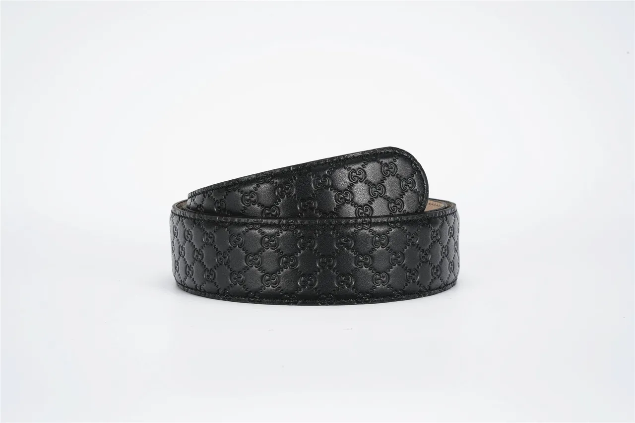 Gucci Ophidia Black Embossed GG Monogram Leather Belt 3