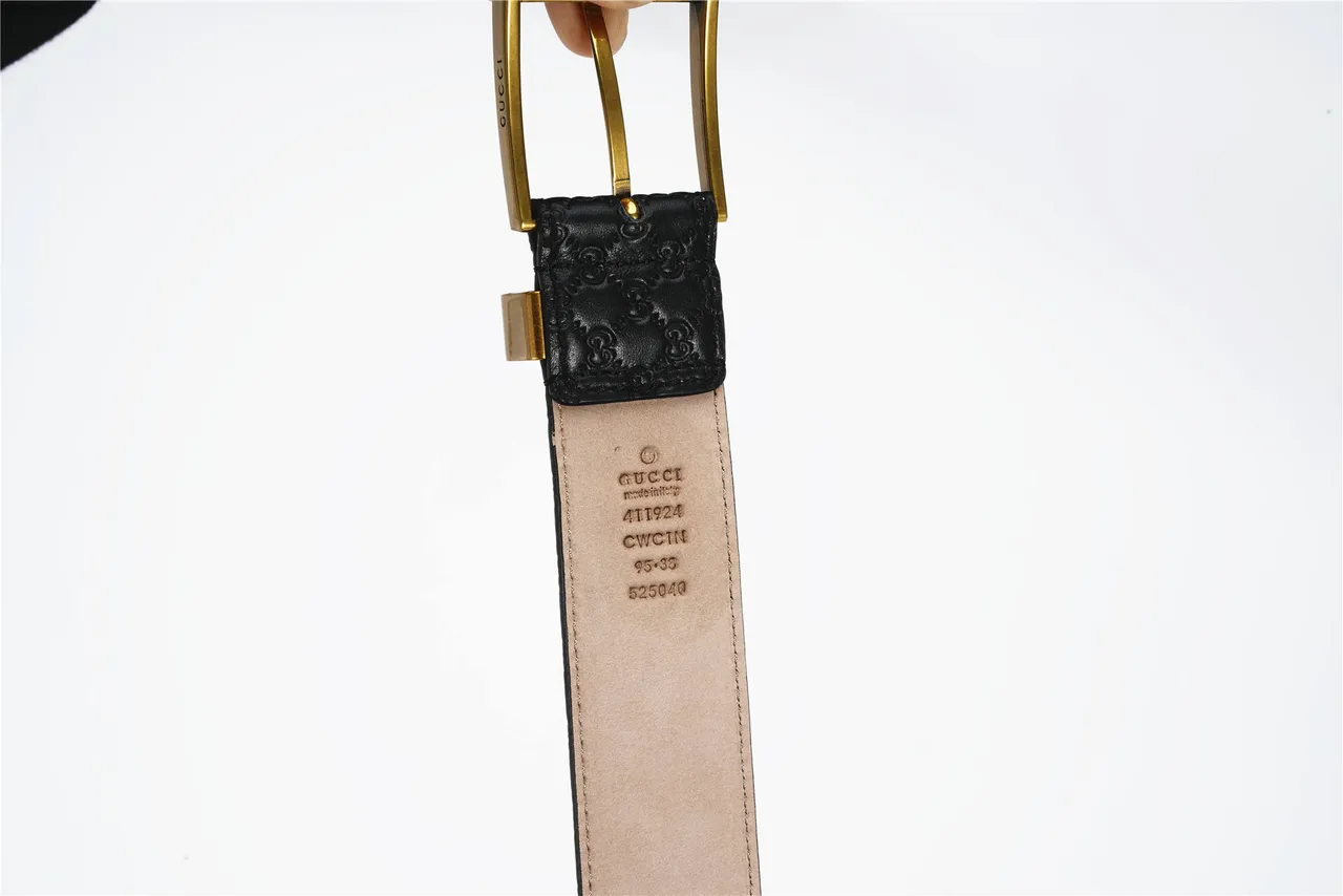 Gucci Ophidia Black Embossed GG Monogram Leather Belt 7