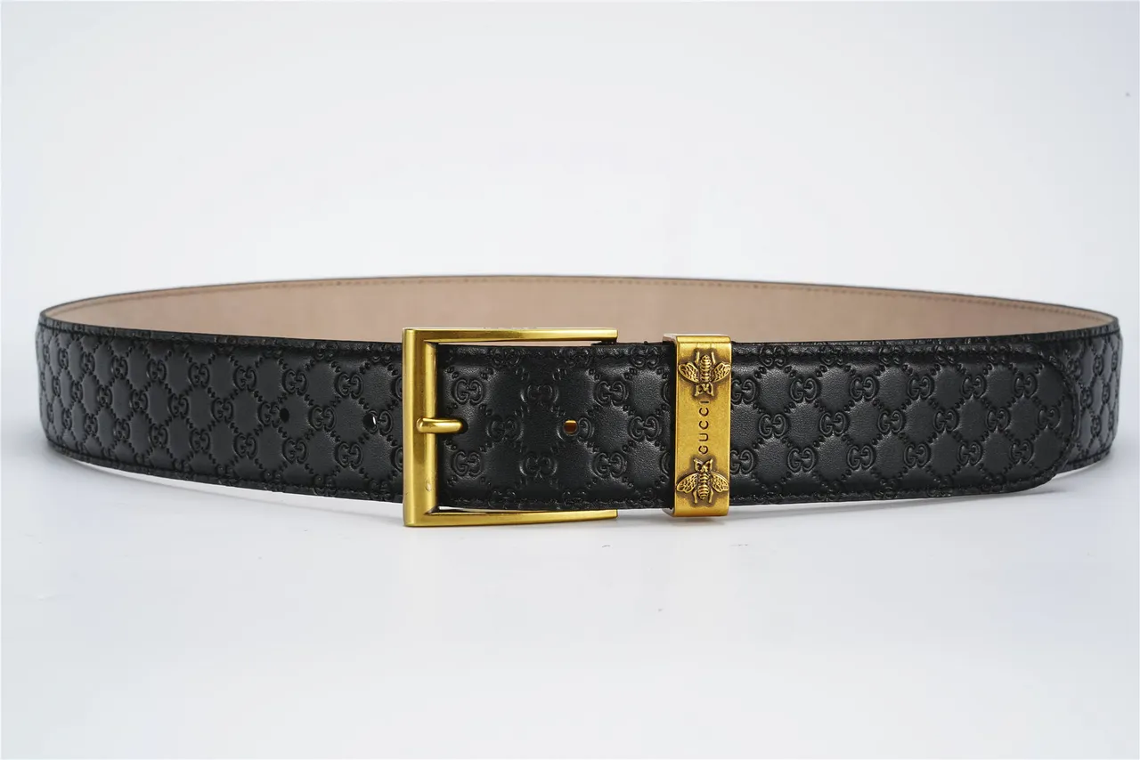Gucci Ophidia Black Embossed GG Monogram Leather Belt 8