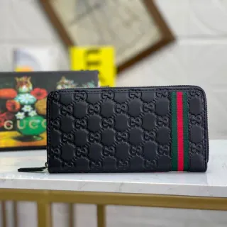 Gucci Ophidia Black Embossed GG Web Stripe Long Wallet