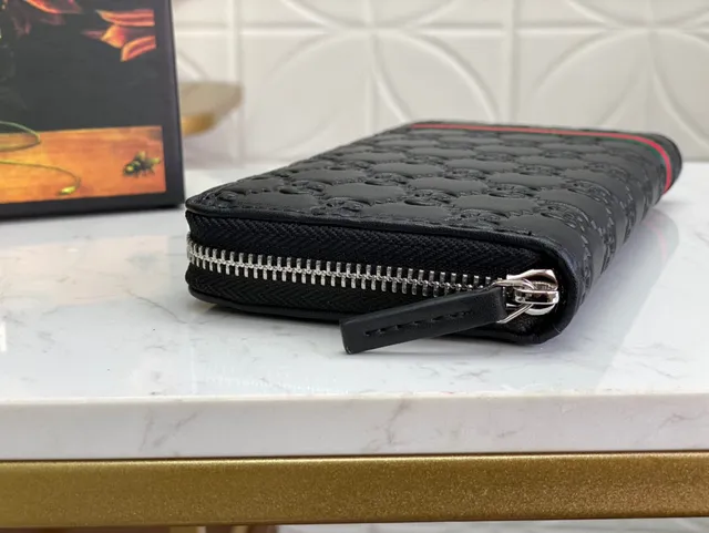 Gucci Ophidia Black Embossed GG Web Stripe Long Wallet 6