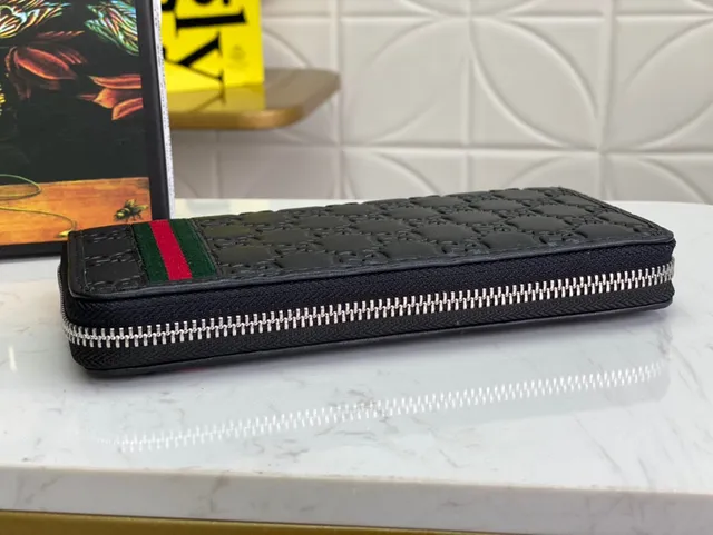 Gucci Ophidia Black Embossed GG Web Stripe Long Wallet 7