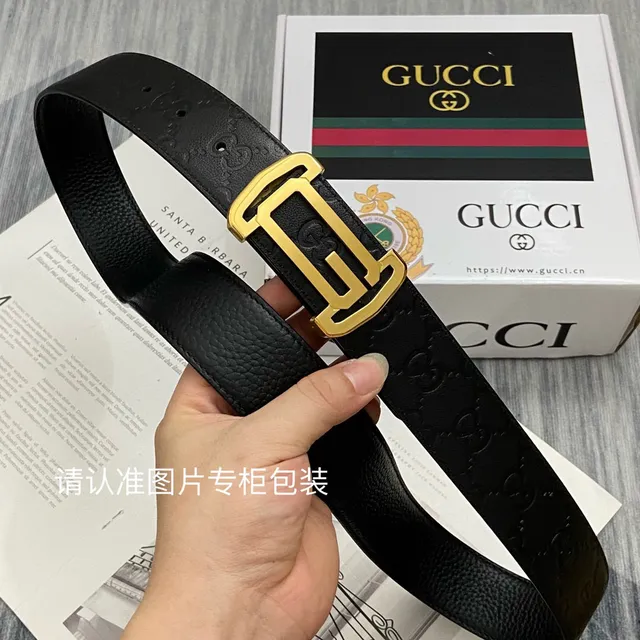 Gucci Ophidia Black Gold Embossed GG Monogram Rectangular Buckle Leather Belt 13