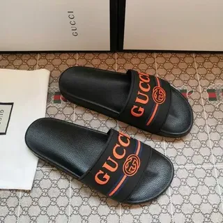 Gucci Ophidia Black Orange Web Strap Slippers