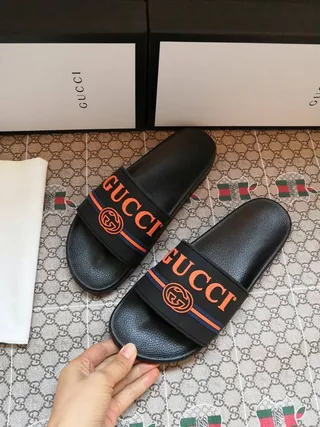 Gucci Ophidia Black Orange Web Strap Slippers 6