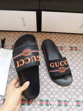 Gucci Ophidia Black Orange Web Strap Slippers 7