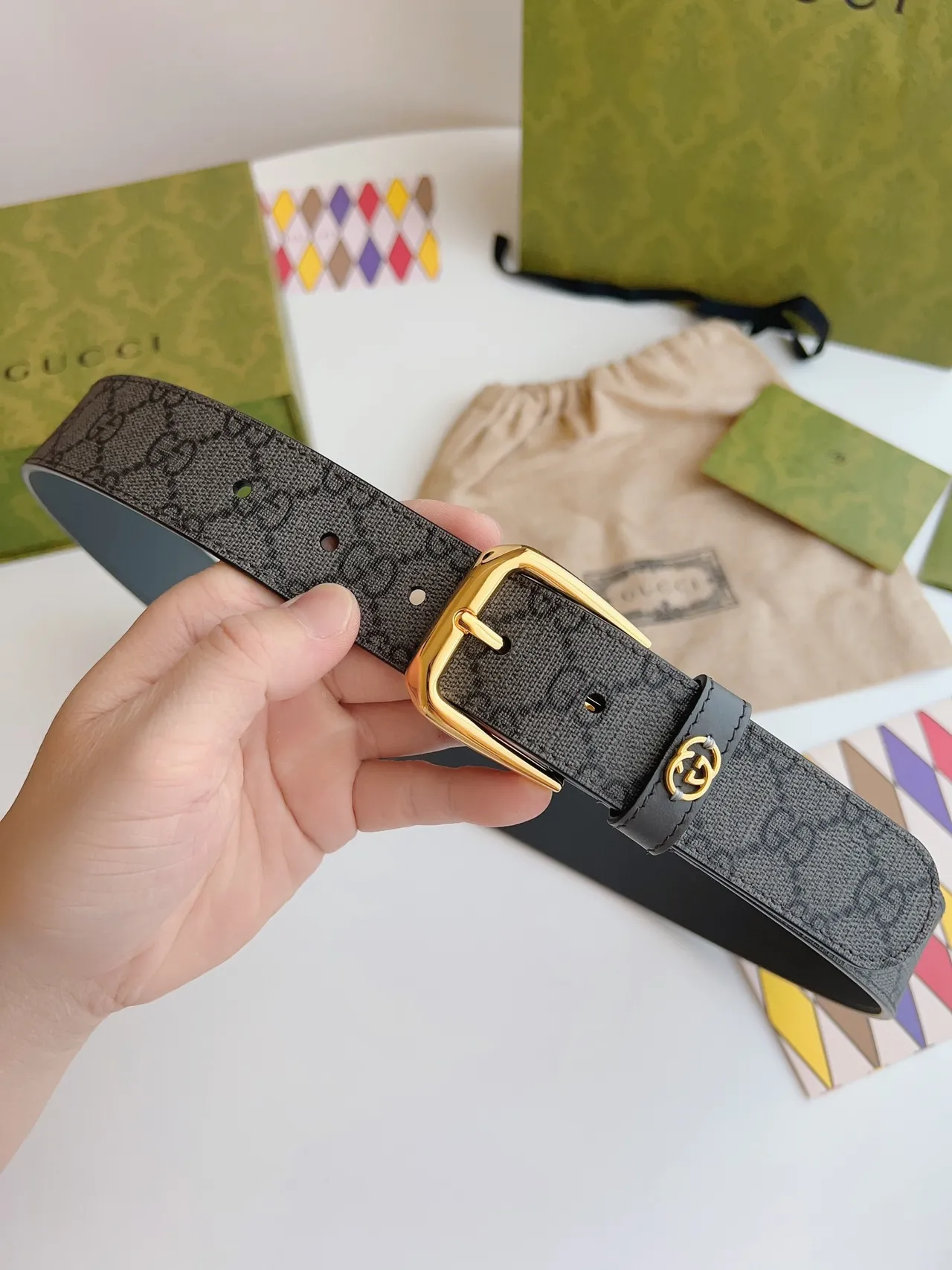 Gucci Ophidia GG Monogram Leather Belt 9