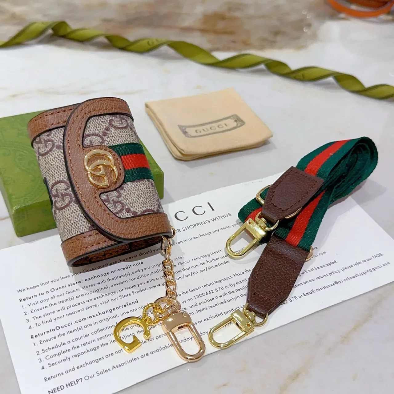 Gucci Ophidia GG Monogram Web Flap Short Wallet 4