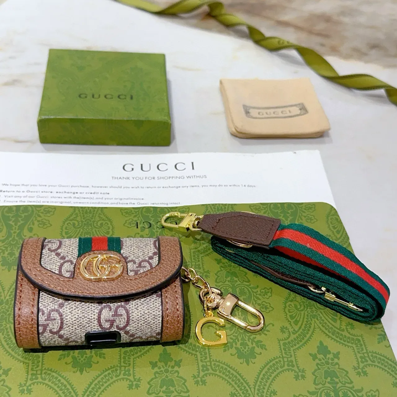 Gucci Ophidia GG Monogram Web Flap Short Wallet 5