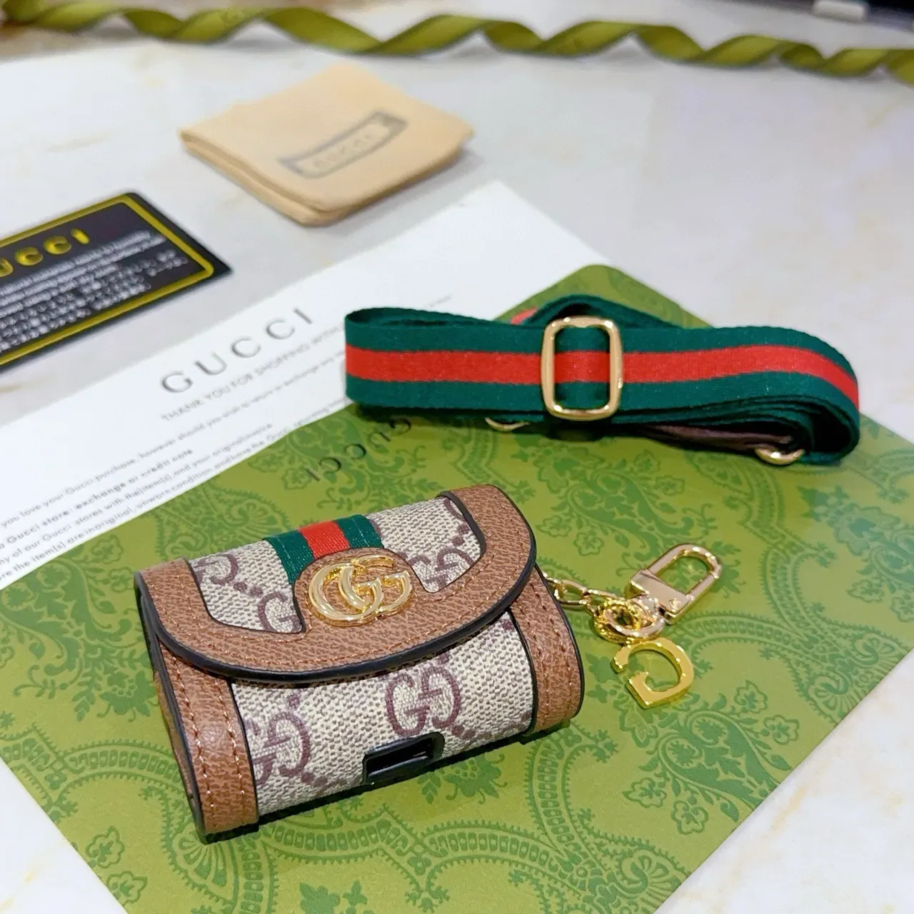 Gucci Ophidia GG Monogram Web Flap Short Wallet 6
