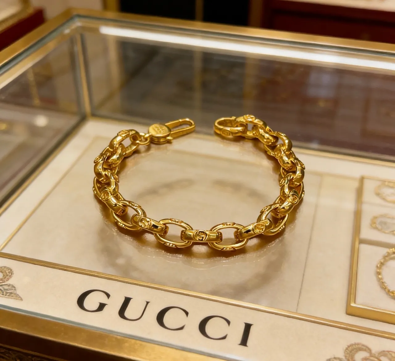 Gucci Ophidia Gold-Tone Interlocking G Link Bracelet 5