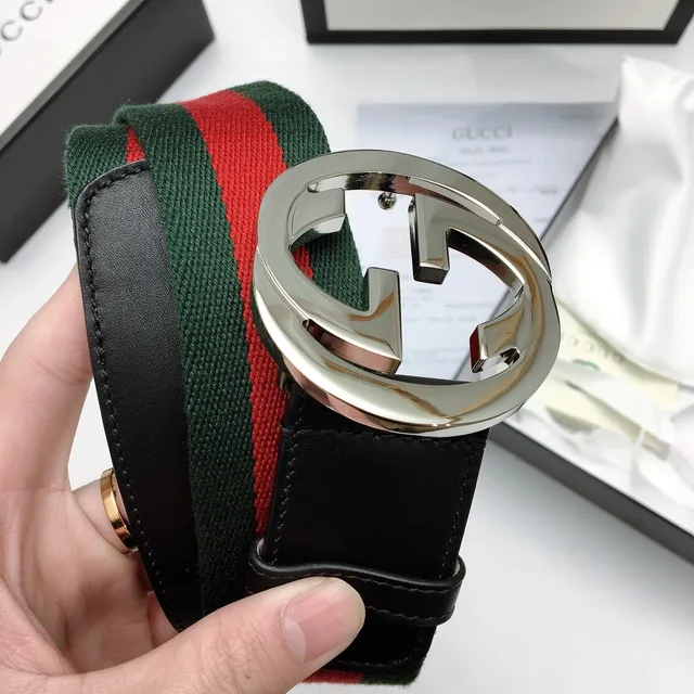 Gucci Ophidia Green Red Web Canvas Belt 3