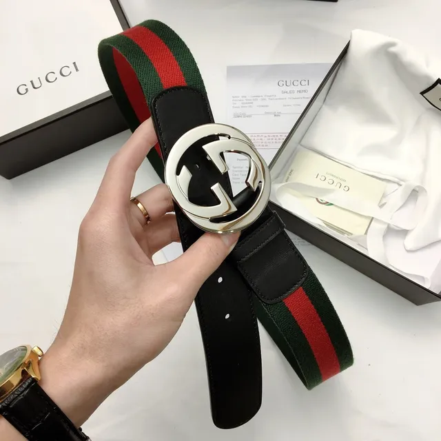 Gucci Ophidia Green Red Web Canvas Belt 6