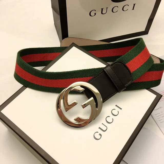 Gucci Ophidia Green Red Web Canvas Belt 9