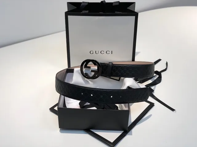 Gucci Ophidia Interlocking G Black GG Monogram Leather Belt 3