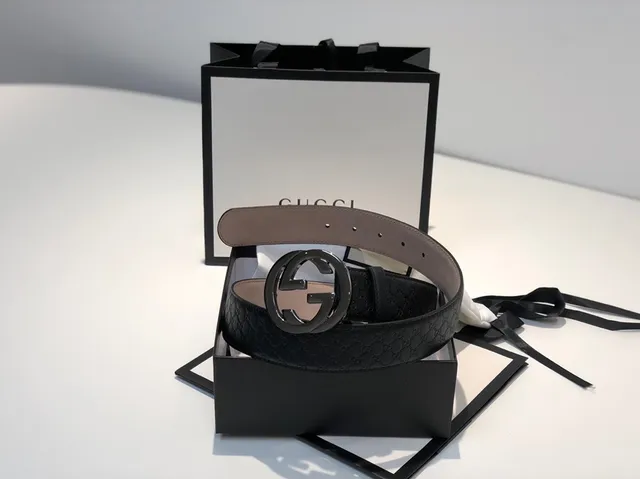 Gucci Ophidia Interlocking G Black GG Monogram Leather Belt 6