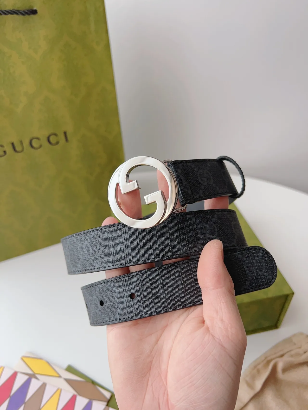 Gucci Ophidia Interlocking G Buckle GG Monogram Leather Belt 8