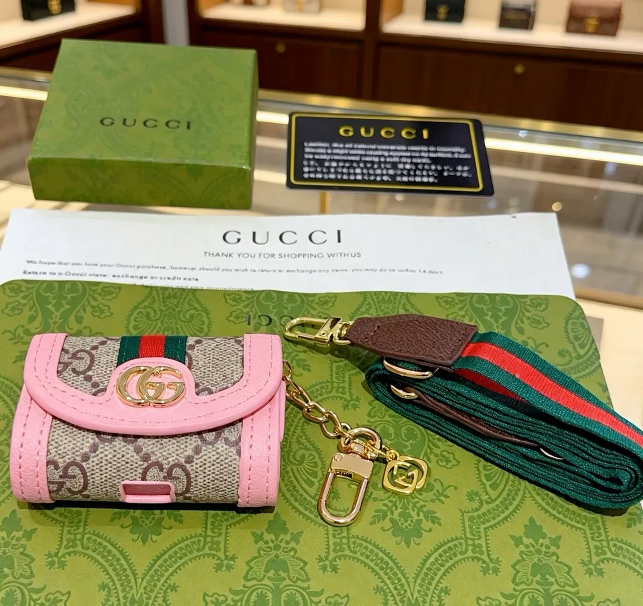 Gucci Ophidia Pink Beige Flap-Top Monogram Canvas Crossbody Bag 7