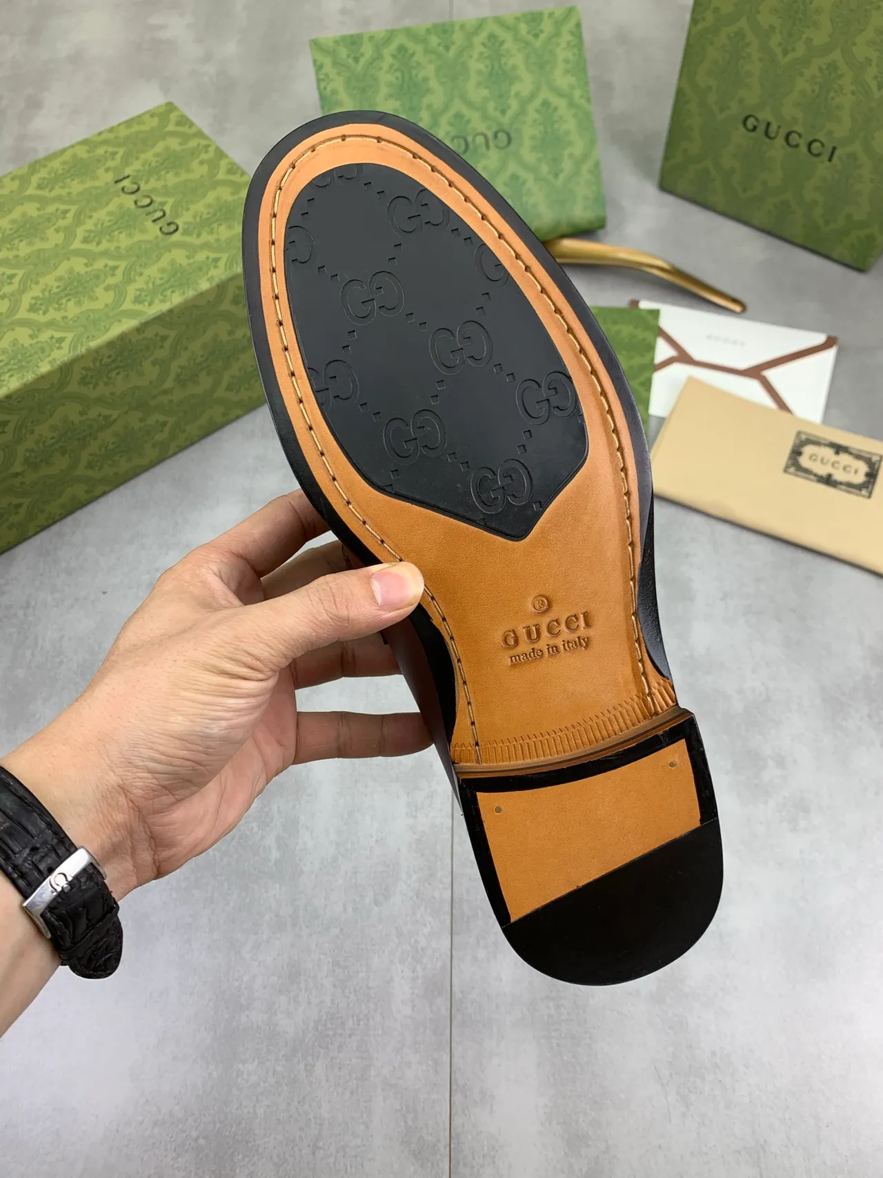 Gucci Penny Loafer Brown Black Strap Smooth Leather Loafer 3
