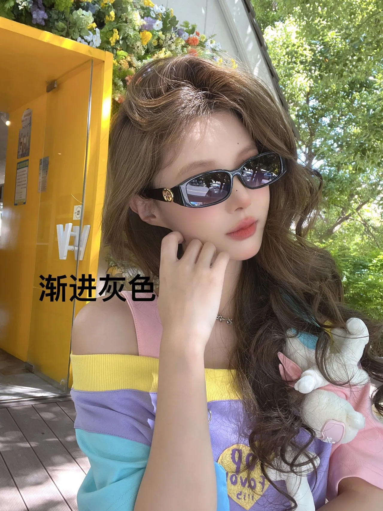 Gucci Purple Blue Rectangular Narrow-Frame Matte Acetate Sunglasses 3