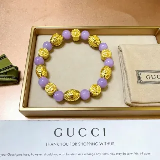 Gucci Purple Gold Beaded Metal Bracelet